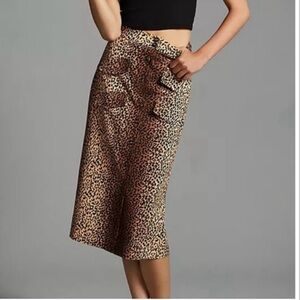 Anthropologie Mare Mare x Anthropologie Utility Midi Skirt leopard print medium